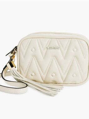 Valentino Ivory Quilted Leather Crossbody with Tassel
